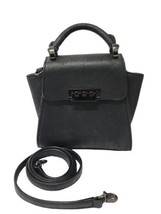 ZAC POSEN Eartha Iconic Mini Top Handle Black Suede Leather Crossbody Bag - £77.84 GBP