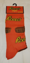 Reese&#39;s Peanut Butter Cups Men&#39;s Novelty Crew Socks Orange 1 Pair Shoe S... - £9.22 GBP