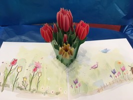 Tulip 3D Pop Up Card Easter Spring Flowers Dutch Valentine&#39;s  Love Birthday - £10.46 GBP