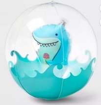 Two (2) Sun Squad ~ Inflatable ~ Transparent ~ 17.5&quot; Beach Balls ~ SHARK Theme - £14.70 GBP