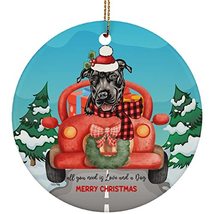hdhshop24 Love and Black Pitbull Dog Merry Christmas Ornament Gift Pine ... - £15.53 GBP