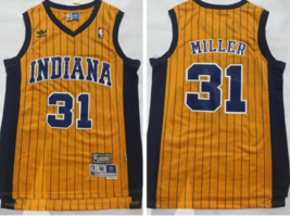 Indiana Pacers #31 Reggie Miller Mens Stitched Js shirt Black Yellow - £37.75 GBP