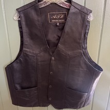 ATL Genuine Leather Men&#39;s Black Regular Fit Button Vest - Size 50 - £50.14 GBP