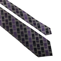 Van Heusen Mens Necktie Purple Gray Geometirc Stain Resistant Silk Tie A... - $11.76