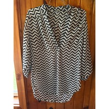 Charlotte Russe Chevron Blouse Long Sleeve Button Up Shirt Size M - $20.00