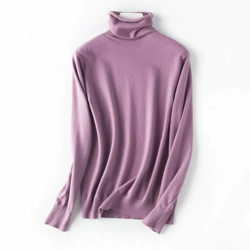 Women&#39;s autumn and winter new pile high neck pullover  women&#39;s long-sleeved soli - £86.26 GBP