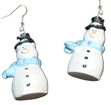 3-D Snowman Funky Earrings Winter Christmas Charm Holiday Fun Novelty Jewelry-G - £6.80 GBP