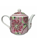Vera Bradley Pinwheel Pink Ceramic Tea Pot Andrea by Sadek RARE Collectible - €30,17 EUR