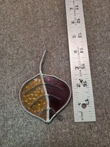 Stained Glass Maroon Gold Aspen Leaf Sun Catcher - £6.00 GBP