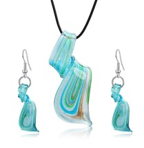 Ethnic Inspired Murano Glass Twist Dagger Pendant Dangle Earring Necklace Sets B - £10.16 GBP