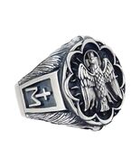 Virgin Mary Sacred Cross Holy Spirit Dove Sterling Silver 925 Men’s Ring... - $153.45