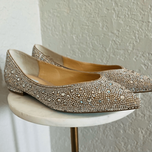 BETSEY JOHNSON Rhinestone Crystal Pave Pointed Toe Flat, SPARKLE, Size 8... - $99.00
