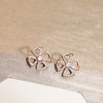 Sterling Silver Color New Full Diamond Flower Earrings Fashion Trend Women&#39;s All - £39.59 GBP