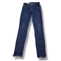 GAP Jeans Size 25 /0 W27&quot;xL31&quot; Gap 1969 Legging Jean Lace Up At Ankle Blue Denim - £27.99 GBP