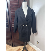 Topshop Peacoat Women&#39;s 2 Black Solid Midi Buttons Pockets Collar New - $37.04