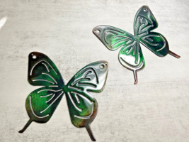 Butterfly Pair (2 Pieces) - Metal Wall Art - Royal Green 5&quot; - £22.50 GBP