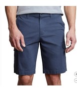 Copper &amp; Oak Mens Cargo Shorts Blue Stretch Pockets Lightweight Flex Wai... - $50.59 CAD