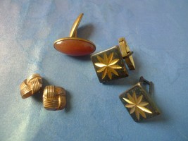 USSR Soviet Costume Jewelry parts Cufflinks gems gilded marked - $7.51