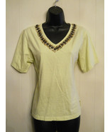 Knit Top Shell Bead &amp; Coin Embellished size Medium Mirror Image Cotton T... - $12.86