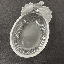 Oval Glass Candy Dish w/ Leaves and Berries - unmarked - £8.14 GBP