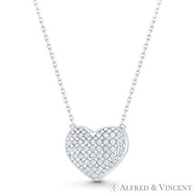 Bubble Heart CZ Crystal 12x14mm Love Charm .925 Sterling Silver Pendant Necklace - £24.71 GBP
