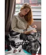 Motorcycle Skull Blanket, Gothic Decor, Unique Blanket, Soft Plush Blank... - £37.56 GBP+