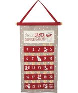 Advent Calendar Christmas Countdown Cloth Wall Hanging Dogs Santa Define... - $13.45