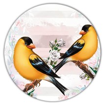 American Goldfinch : Gift Coaster Bird Flowers Décor Scarlett Petrol - £3.92 GBP