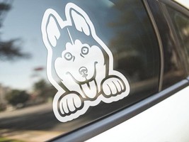 Husky Peeking Car Truck Window Sticker Dog Lover Decal Vehicle Accessories Decor - £4.61 GBP
