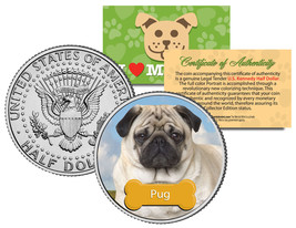 PUG * Dog * JFK Kennedy Half Dollar Colorized U.S. Coin * Limited Edition * - £6.81 GBP