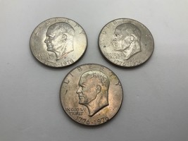 Lot Of 3 US $1 Dollar Eisenhower 1776-1976 D Bicentennial Coin Bell/Moon - $26.73