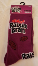 Raisin Bran Cereal Men&#39;s Novelty Crew Socks Purple 1 Pair Shoe Size 6-12 - £9.10 GBP