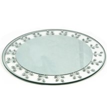 Diamante Crystal Leaf 27cm Mirrored Glass Platter Party Wedding Christmas - $19.18