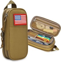 Pencil Case Big Capacity High Large Storage Tactical Small Tool Pouch Bag(Brown) - £15.28 GBP