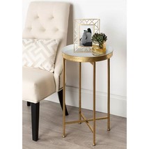 Gold Metal Round Nightstand End Table with Removable White Tray Top - €125,99 EUR
