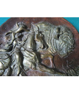 Bronze Plate by Gregory Perillo SIGNED BUFFALO HUNTING 7 1/2&quot; [*MAIN] - £195.54 GBP