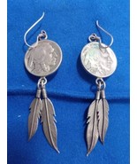 925 Sterling Silver Handmade Buffalo Nickel Earrings Free Shipping - $54.32 CAD