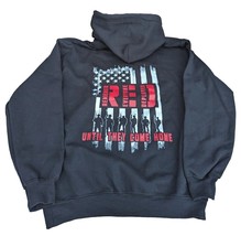 RED Remember Everyone Deployed Hoodie Mens Size S Gildan Patriotic Military Warm - £39.87 GBP