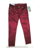 New Girls Jeans Skinny 7 for all mankind 12 NWT Pants Red Velour Velvet ... - £69.40 GBP