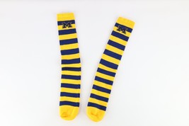 Vtg 90s Streetwear Striped University of Michigan Tube Socks Maize Blue ... - £28.00 GBP
