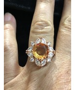 Rose Gold Plated Peach Ombre Crystal Fashion Ring Size 6 - $655.16 MXN