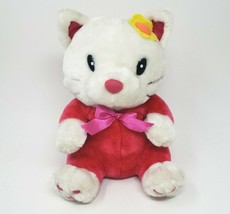 12" Vintage Goffa Int'l White Pink Red Kitty Cat Stuffed Animal Plush Toy Lovey - £43.82 GBP