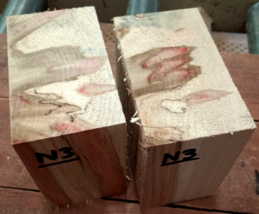 TWO FLAME BOXELDER BOWL BLANKS LATHE TURNING BLOCKS LUMBER 5&quot; X 5&quot; X 3&quot; N3 - $34.60