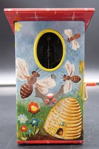 Vtg LBZ Western Germany Tin Litho Bird House Coin Bank Hand Crank Toy w/... - $59.99
