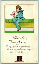 Hearts for Sale Valentines Day Child in Blue UNP DB Postcard G12  - £5.47 GBP