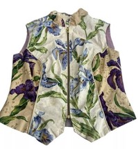 Tapp New York floral Botanical tea party Victorian Full Zip Vest Size 4 - $27.71