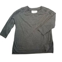The Sweatshirt Project Womens Small  Lace Up Shoulder Oversized Top 3/4 ... - $11.39