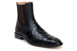 Belvedere Lima Genuine Pirarucu Skin Pebble Grain Calf Chukka Boot Black image 5