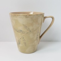 Pier 1 Antiqued Leaf Pattern Cream Beige 12 oz. Stoneware Coffee Mug Cup - £11.99 GBP