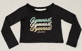 Justice Girls Long Sleeve Top Black Gymnast Small 7/8 NWOT 952A - £11.37 GBP